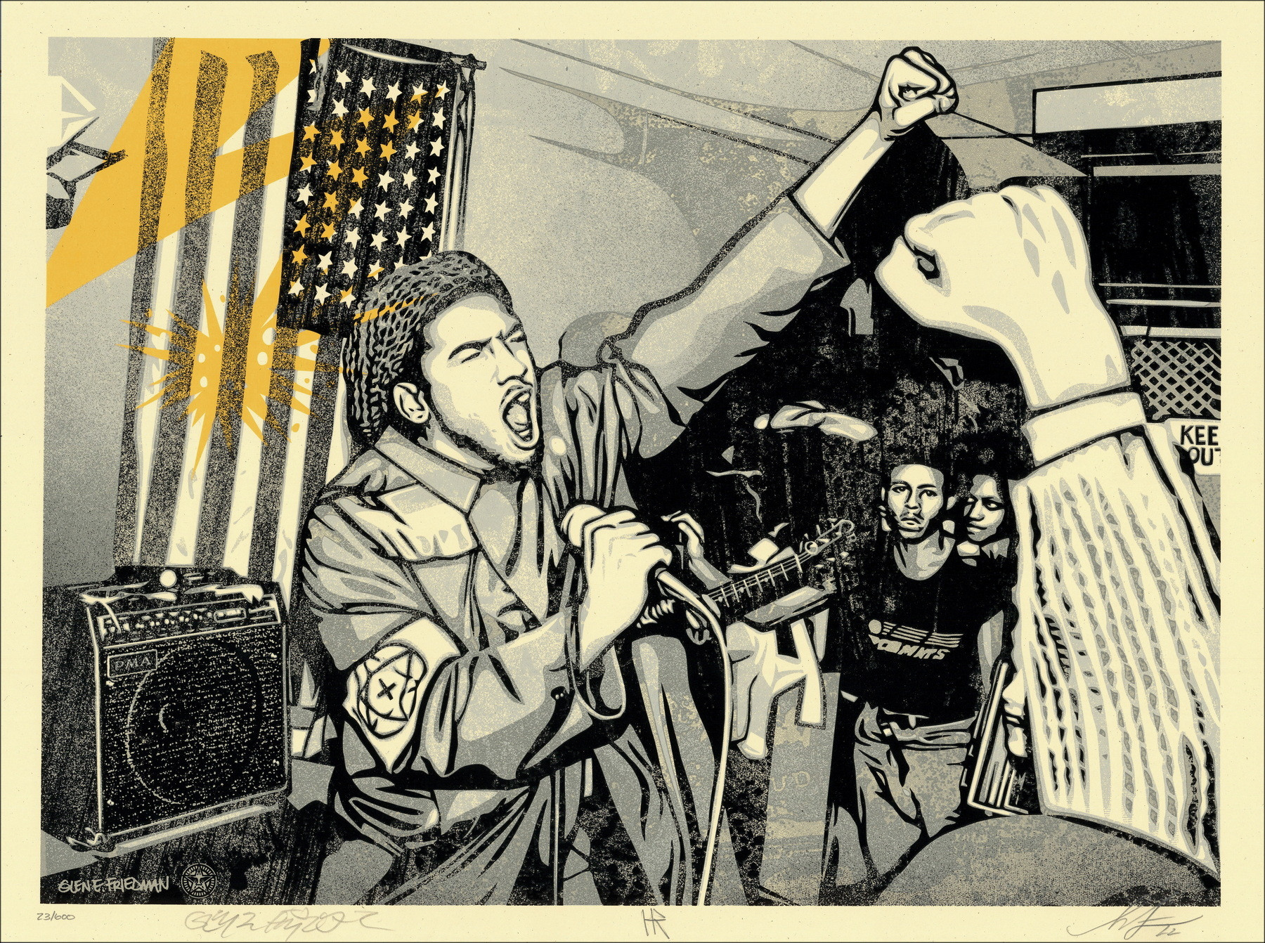 Shepard Fairey, Bad Brains Fist & Flag 2022, sérigraphie