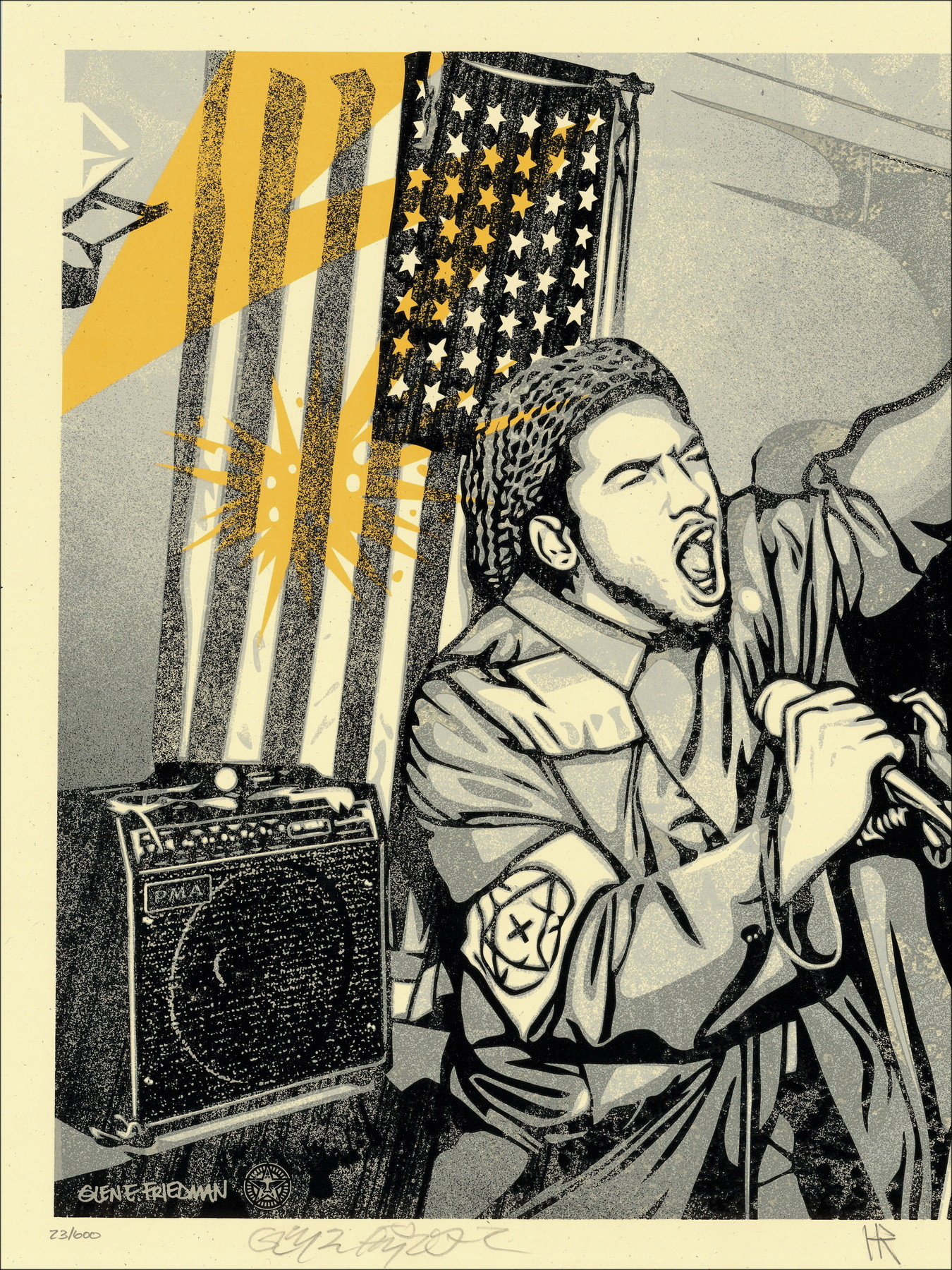 Shepard Fairey, Bad Brains Fist & Flag 2022, sérigraphie
