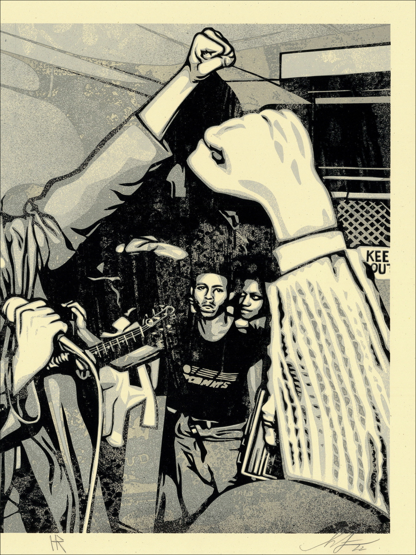 Shepard Fairey, Bad Brains Fist & Flag 2022, sérigraphie