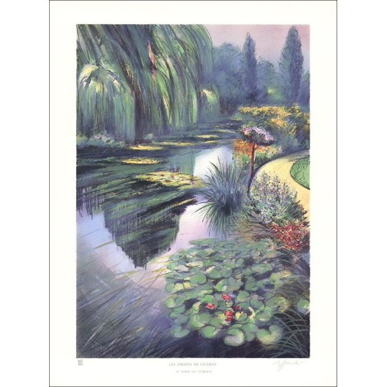 Rolf RAFFLEWSKI - Original Lithograph "The Gardens of Giverny, The Water Lily Pond" 76x56cm