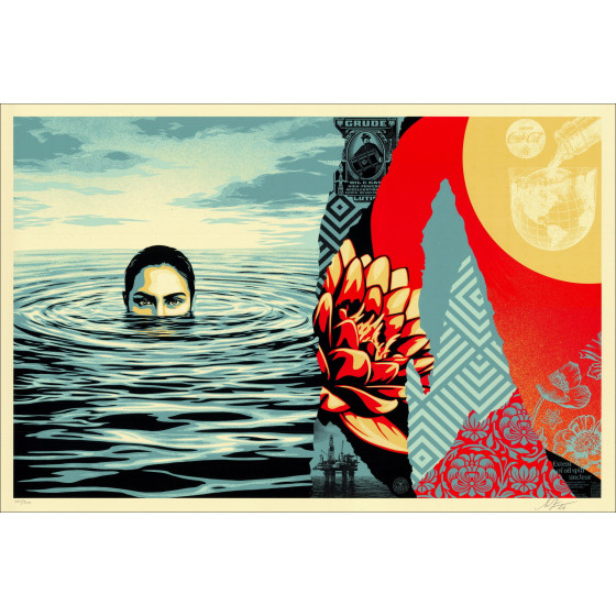 Shepard Fairey, Ominous Ripples 2026, gesigneerde zeefdruk