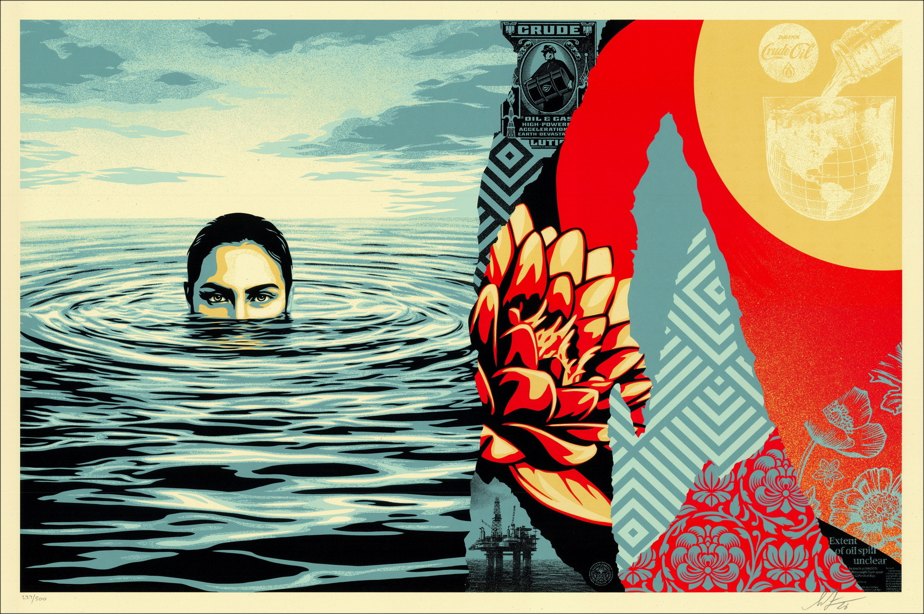 Shepard Fairey, Ominöse Wellen 2026, signierter Siebdruck