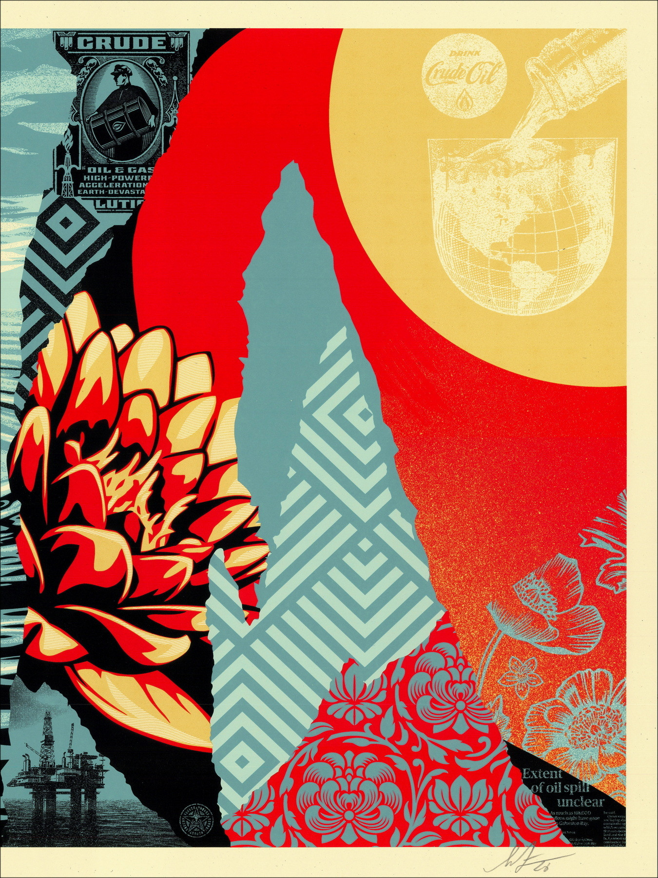 Shepard Fairey, Ominous Ripples 2026, gesigneerde zeefdruk