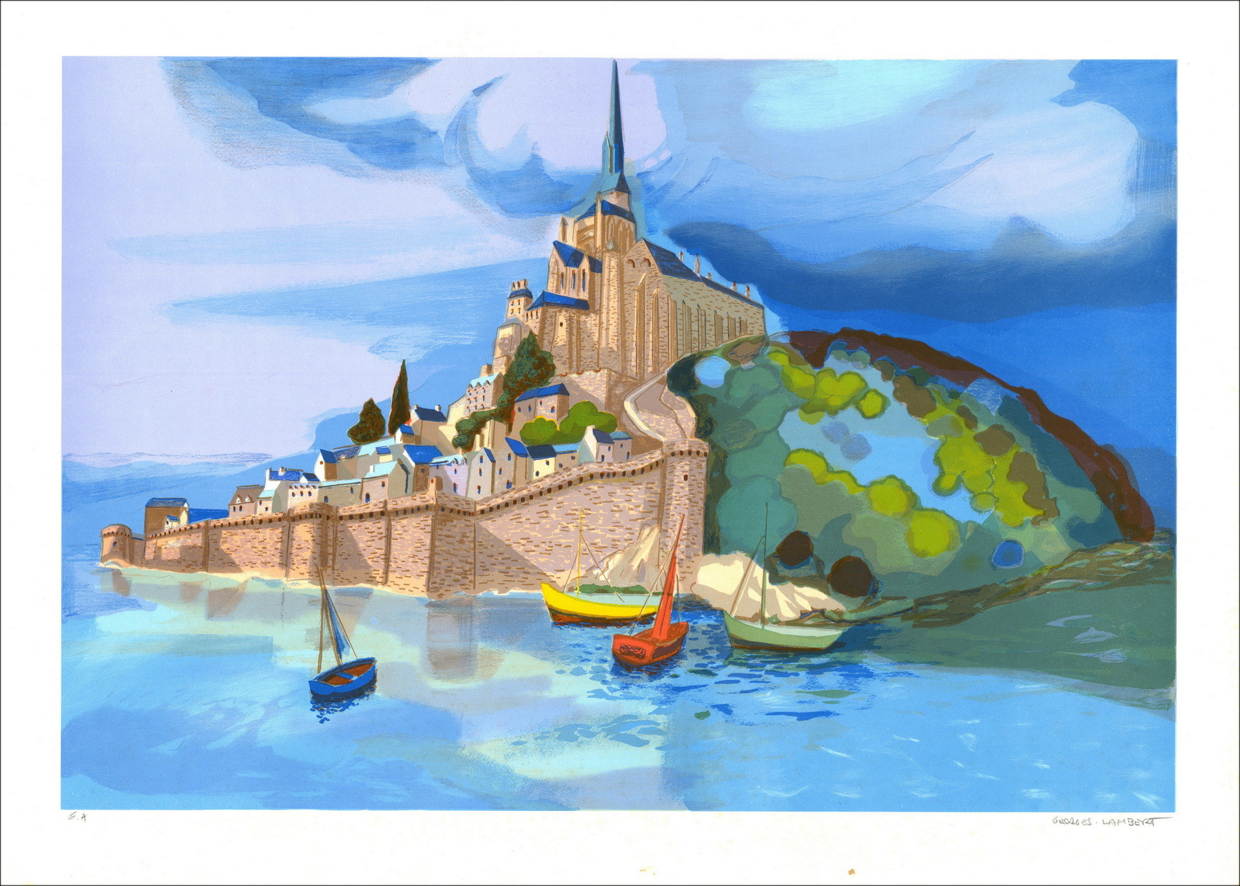 Georges Lambert, Mont Saint Michel, litografia originale