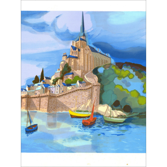 Georges Lambert, Mont Saint Michel, lithographie originale