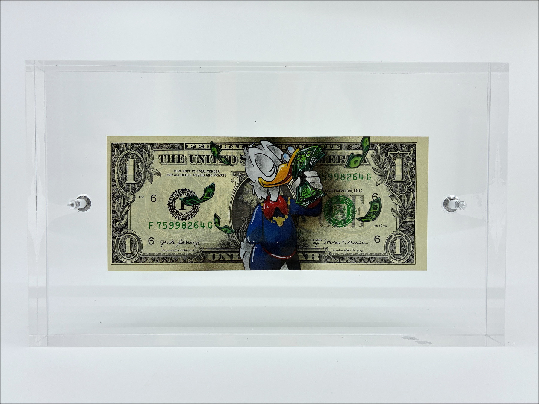 Pazblandina, Picsou, dessin original sur dollar américain