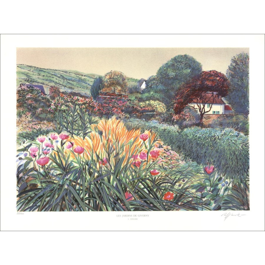 Rolf RAFFLEWSKI - Original Lithograph "The Gardens of Giverny, The Studio" 56x76cm