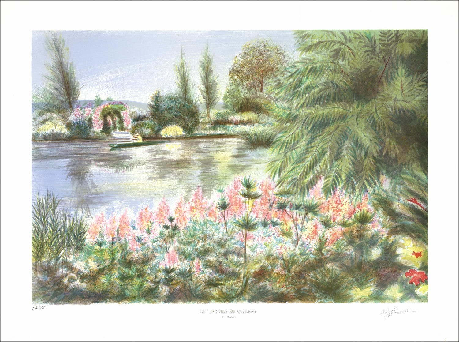 Rolf RAFFLEWSKI - Original Lithograph "The Gardens of Giverny, The Pond" 56x76cm