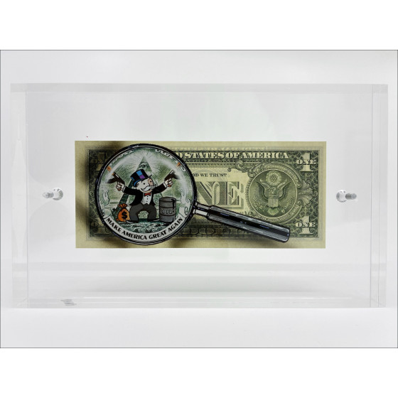 Pazblandina, Rocky, originele tekening op Amerikaanse dollar