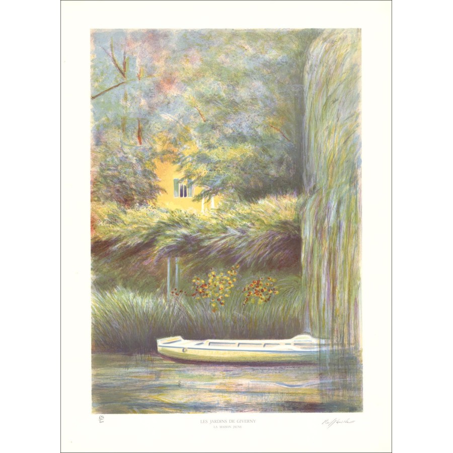 Rolf RAFFLEWSKI - Original Lithograph "The Gardens of Giverny, The Yellow House" 76x56cm