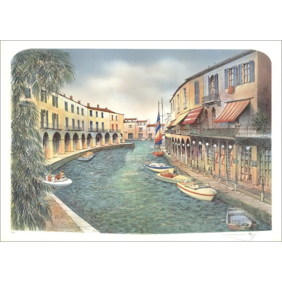 Rolf RAFFLEWSKI - Litografia Originale "Port-Grimaud" 56x76cm