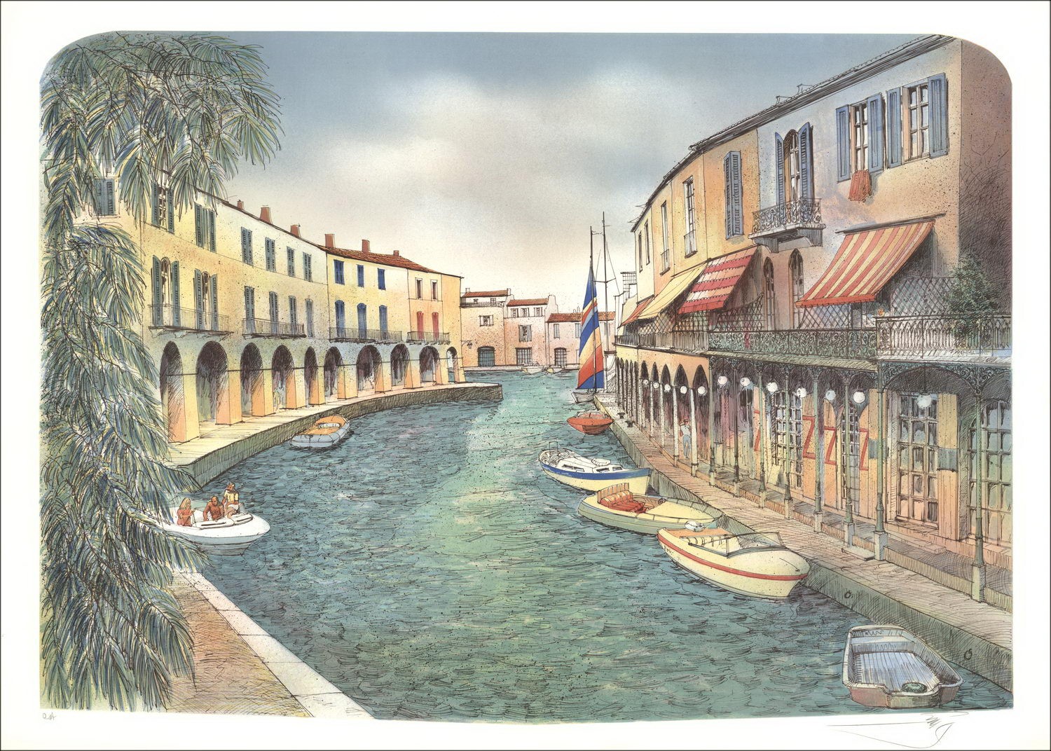 Rolf RAFFLEWSKI - Original Lithograph "Port-Grimaud" 56x76cm