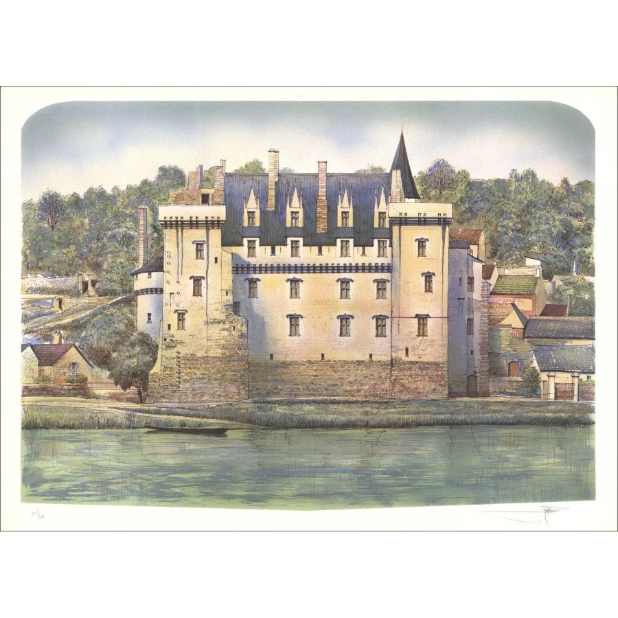 Rolf RAFFLEWSKI - Original Lithograph "Chateau de la Loire 01" 56x76cm