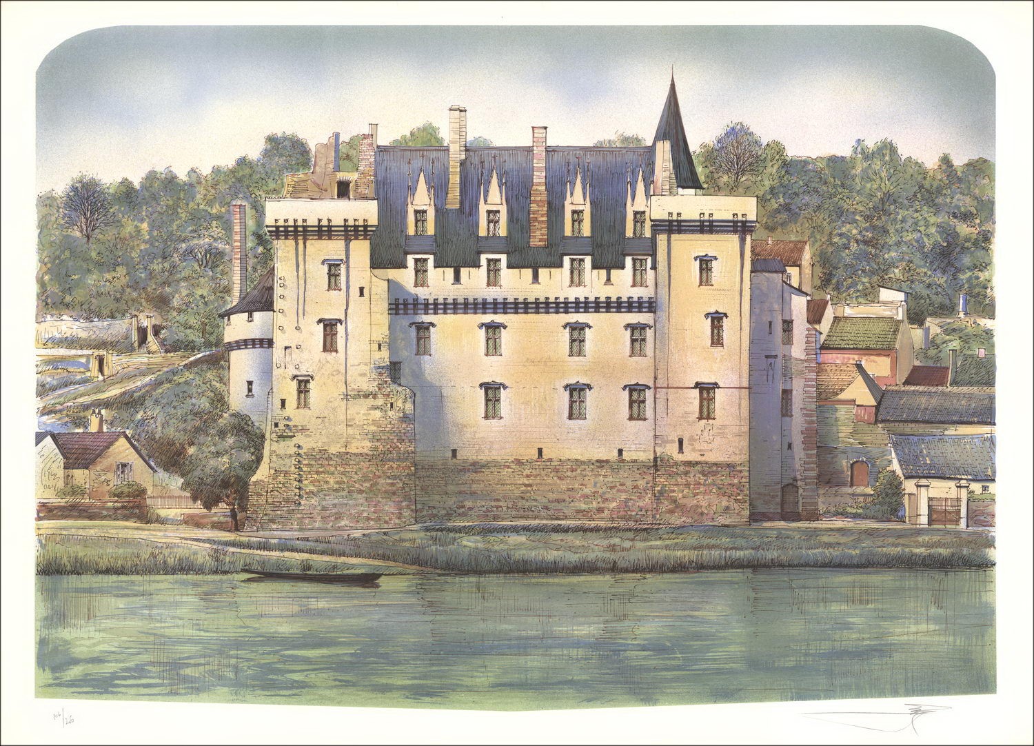 Rolf RAFFLEW 56 - Lith Origin Originele "Château de la Loire 01" 56x76cm