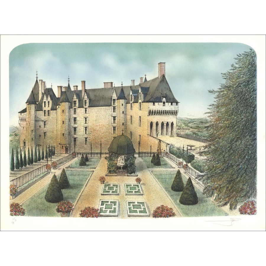 Rolf RAFFLEWSKI - Lithographie Originale "Chateau de la Loire 02" 56x76cm
