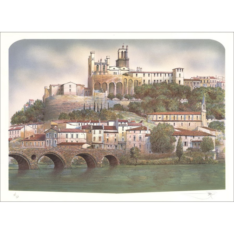 Rolf RAFFLEWSKI - Lithographie Originale "Chateau de la Loire 03" 56x76cm