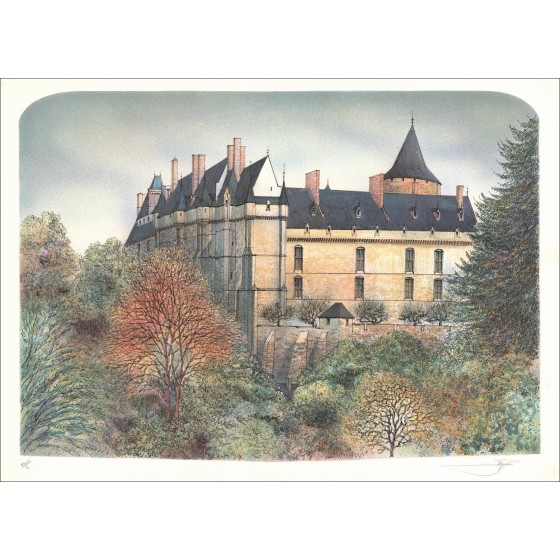 Rolf Rafflewski - Original-Lithographie "Chateau de Chateaudun" 56x76cm