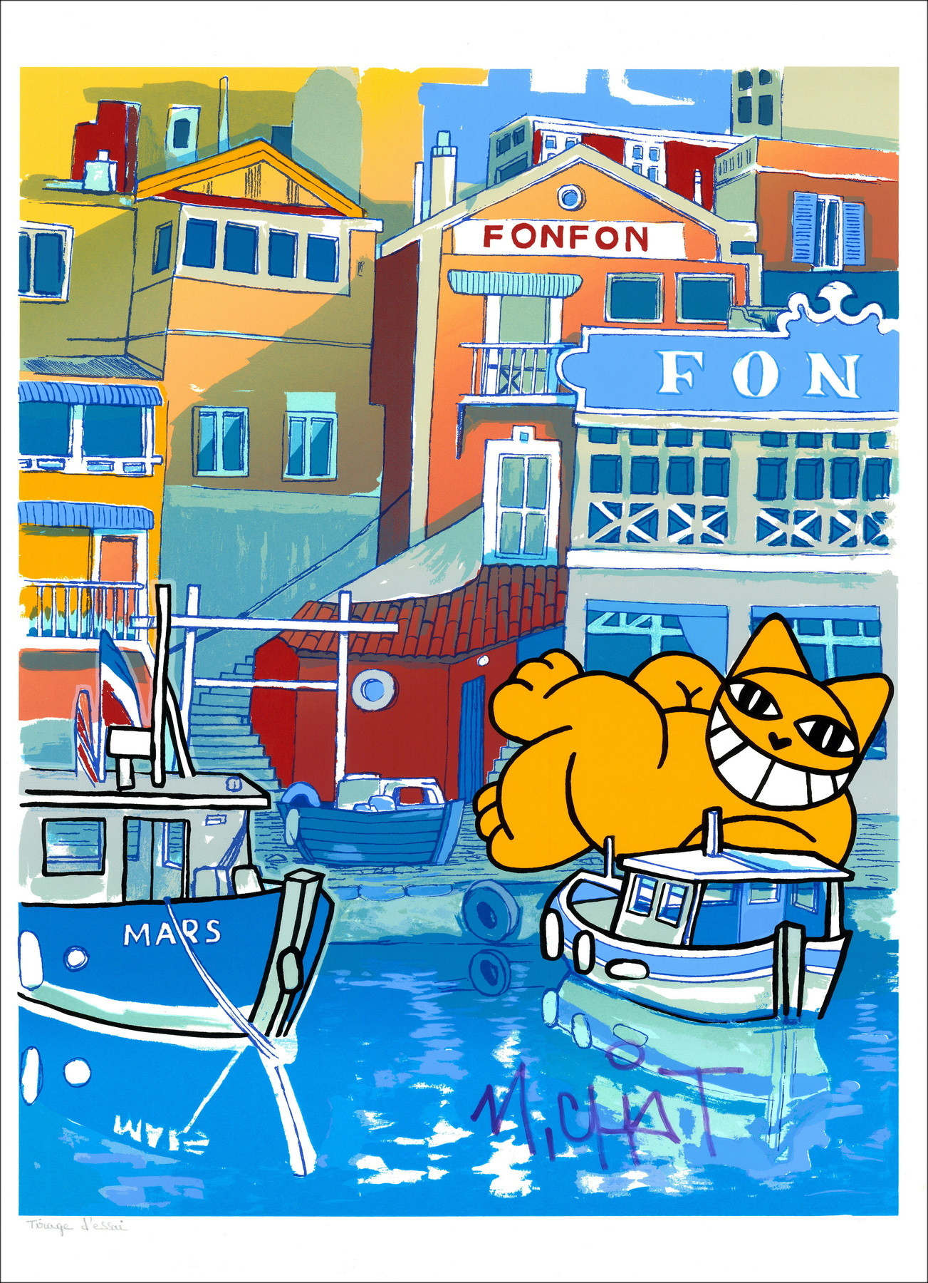 M.CHAT – Marseille (2024), sérigraphie en 11 couleurs