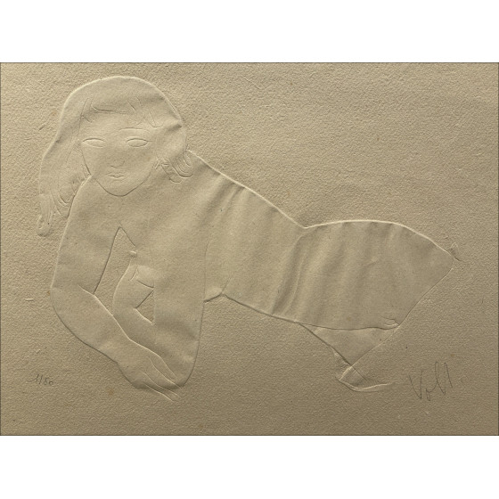 Antoniucci Volti, Femme allongée, gravure originale relief