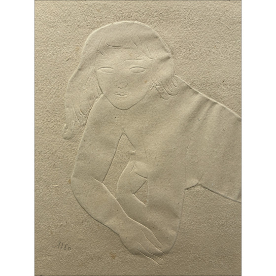 Antoniucci Volti, Femme allongée, gravure originale relief
