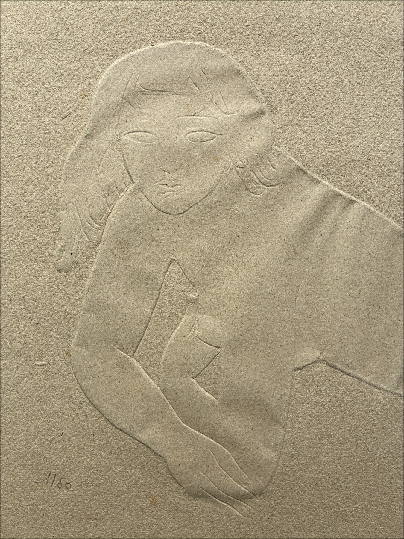 Antoniucci Volti, Femme allongée, gravure originale relief