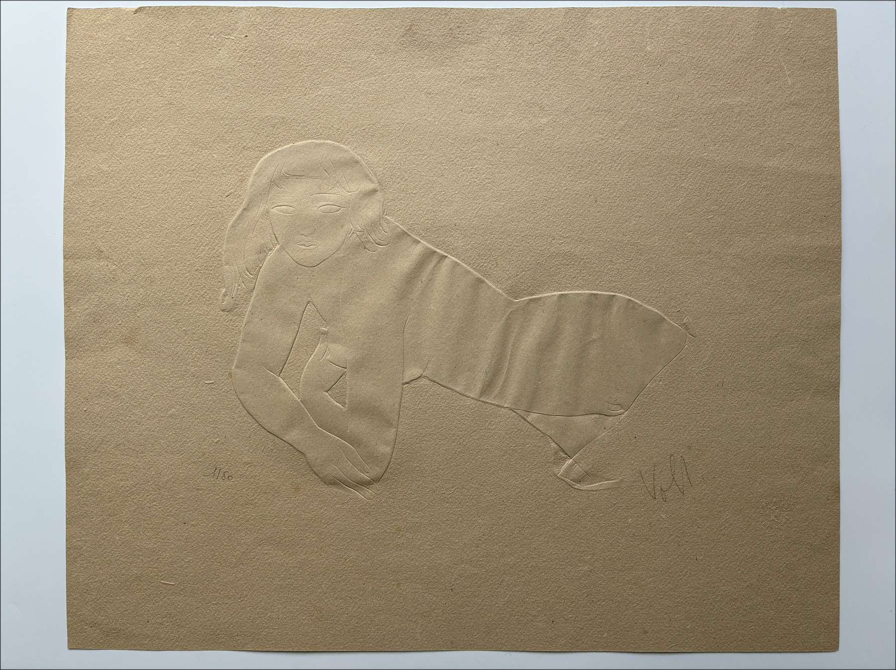 Antoniucci Volti, Femme allongée, gravure originale relief