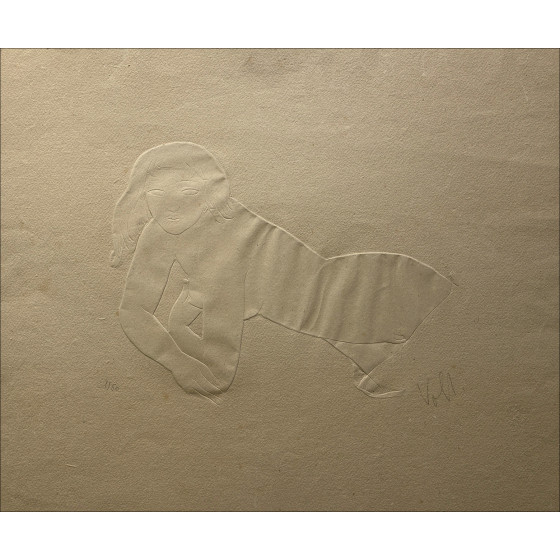 Antoniucci Volti, Mujer acostada, grabado original en relieve