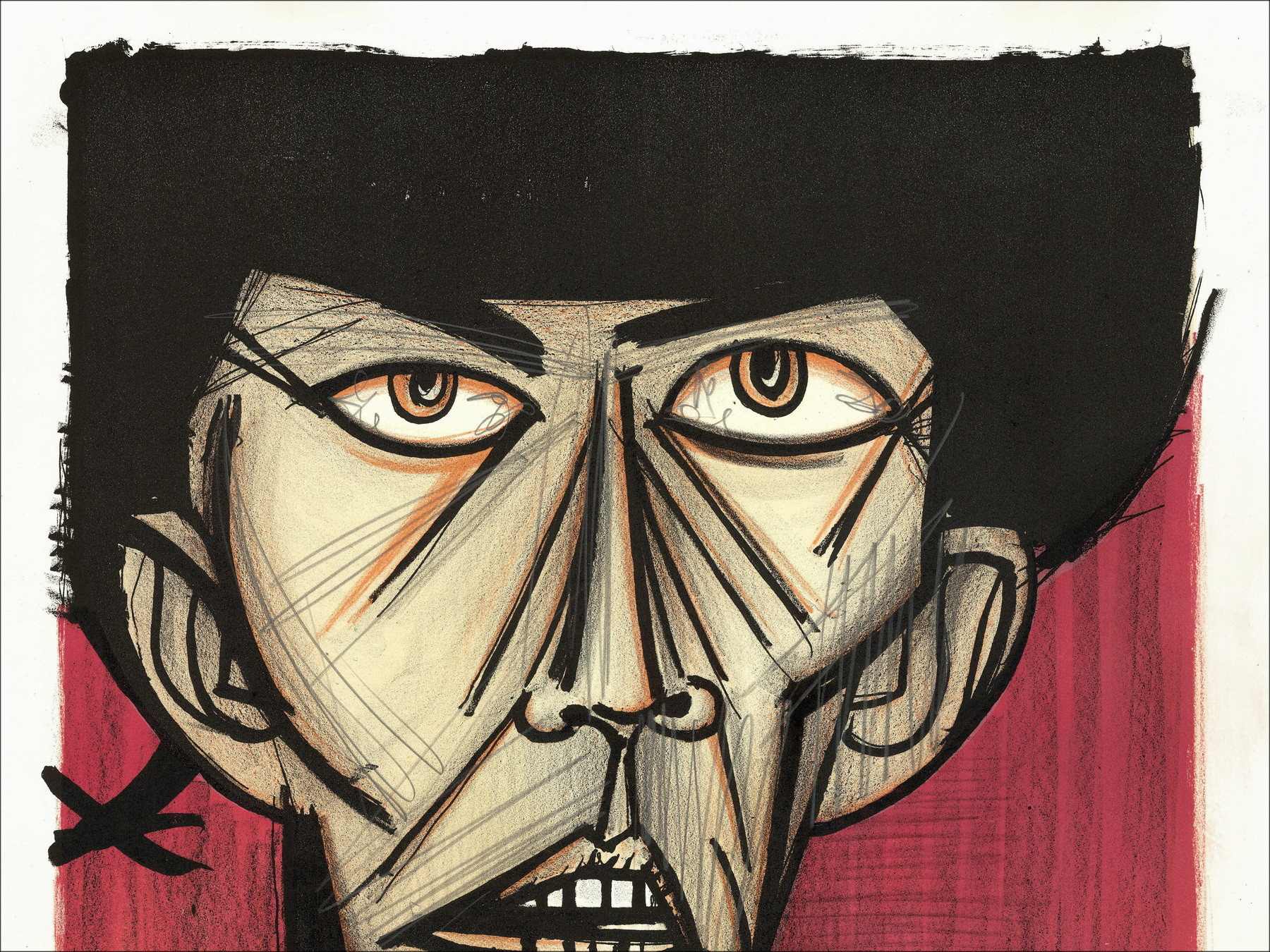 Bernard Buffet, Torero fondo rosso 1966, litografia unica