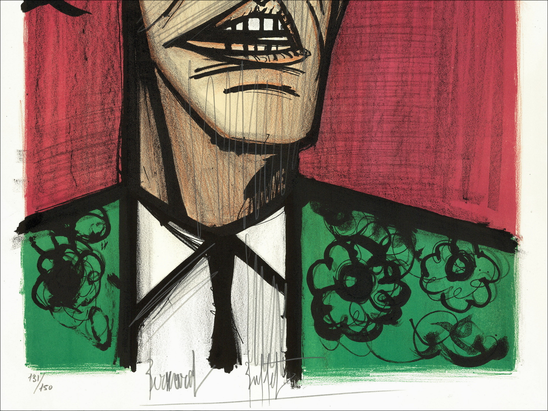 Bernard Buffet, Torero fondo rojo 1966, litografía única