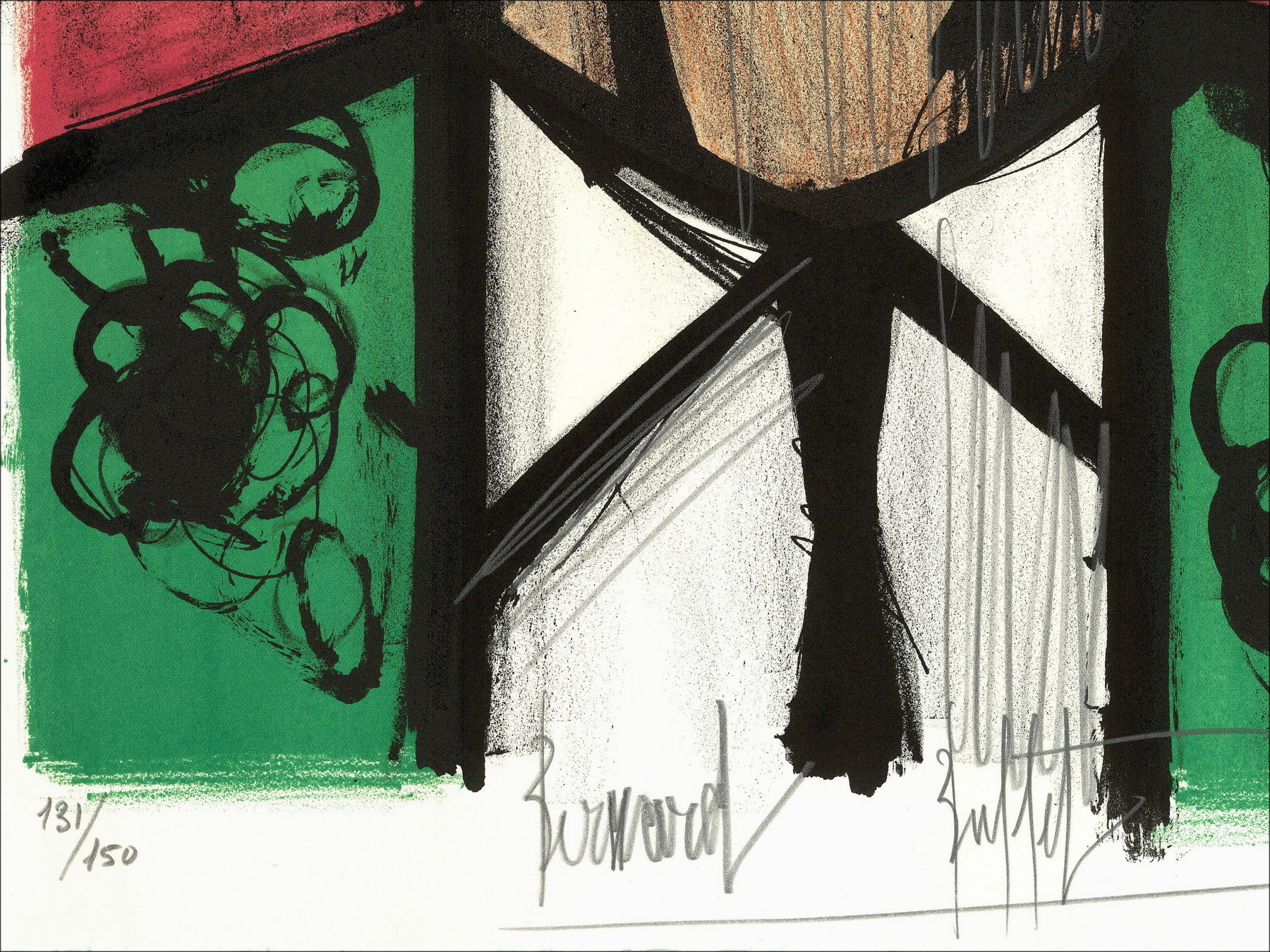 Bernard Buffet, Torero fondo rosso 1966, litografia unica