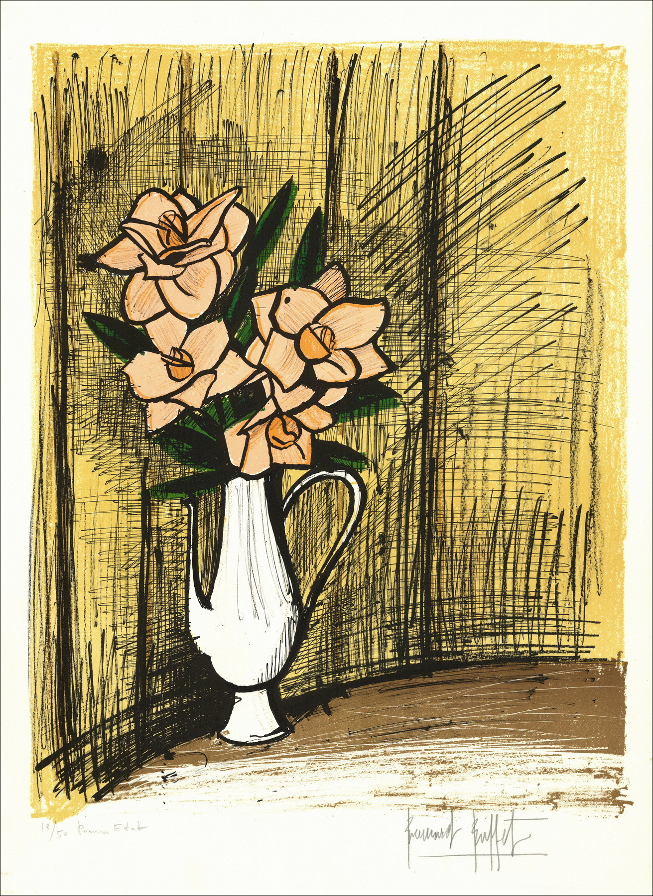 Bernard Buffet, The Camellias 1980, original lithograph