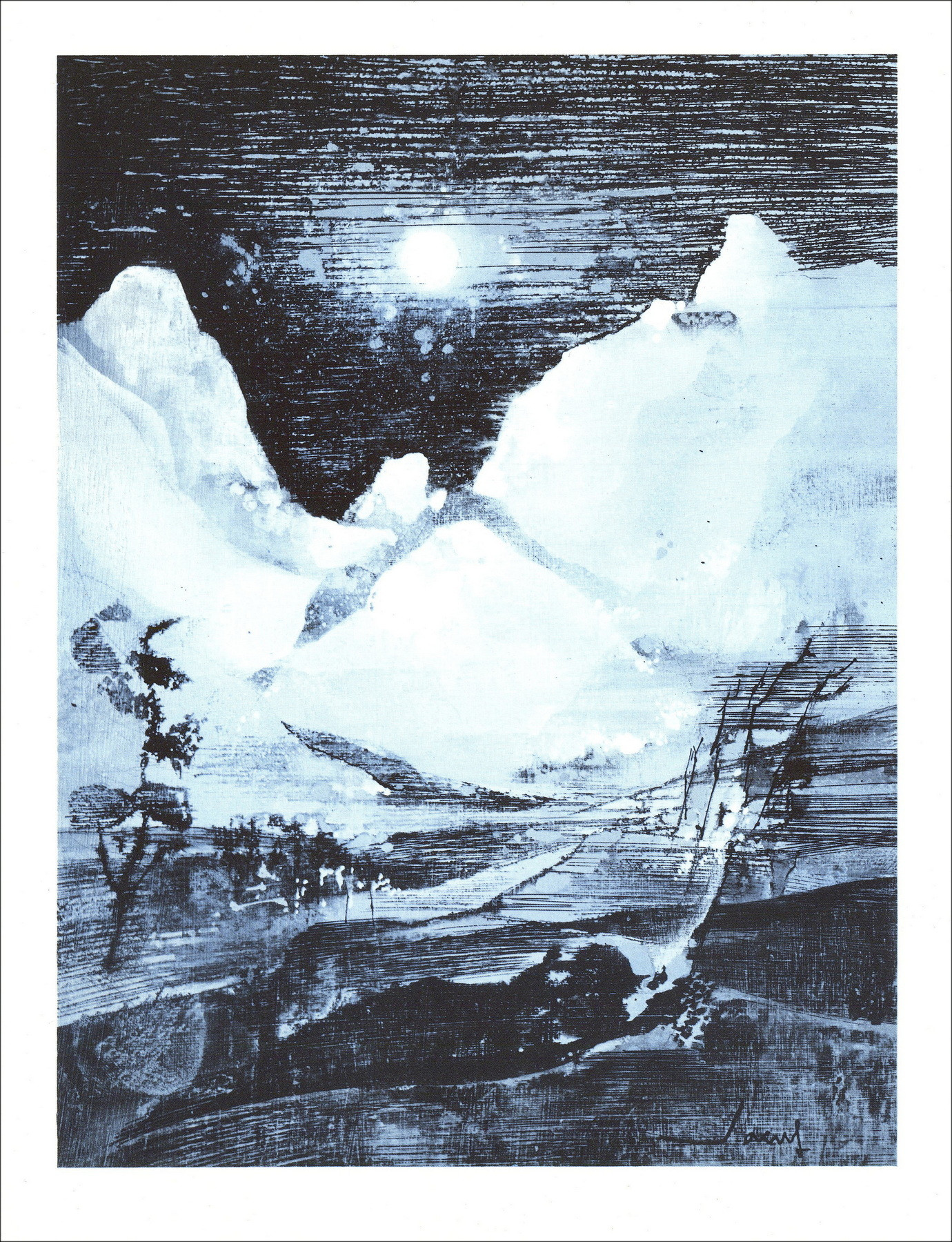 Jean T. Jacus - de bergen (1971), litho