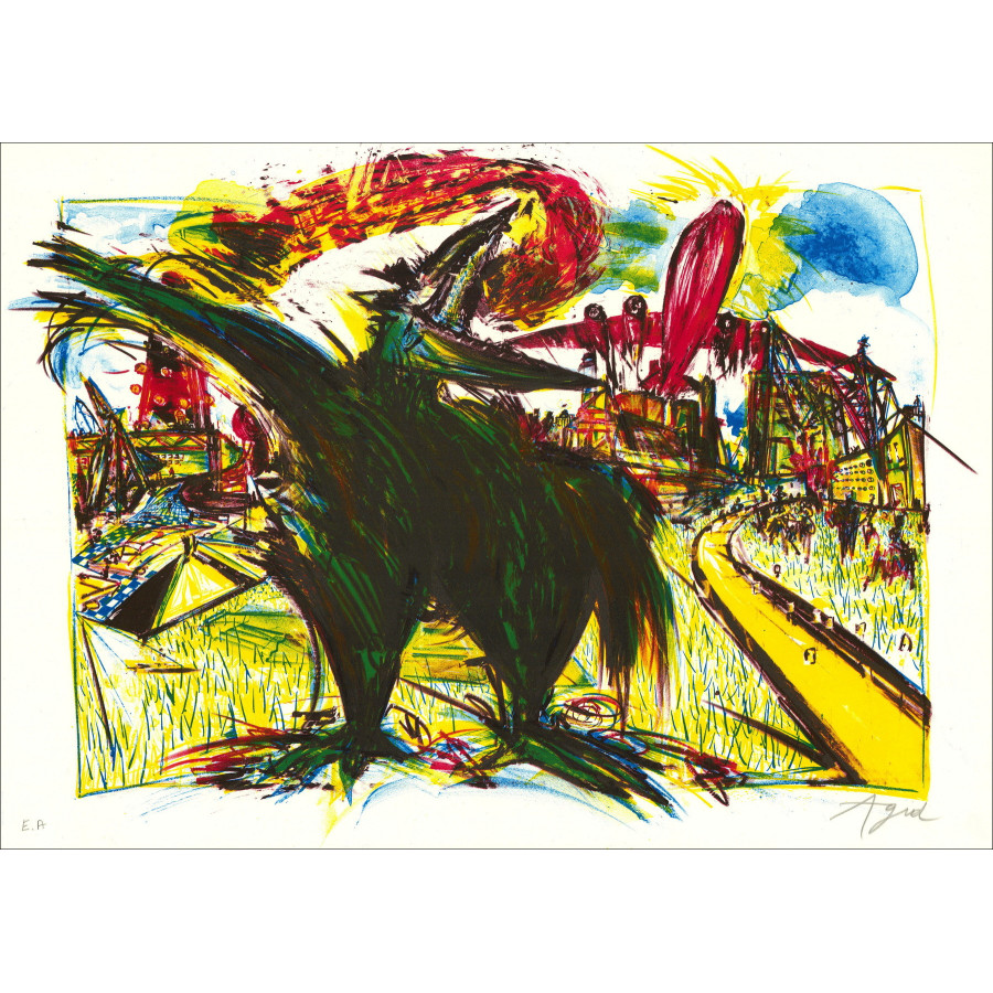 Olivier Agid, Compositie, originele lithografie ondertekend