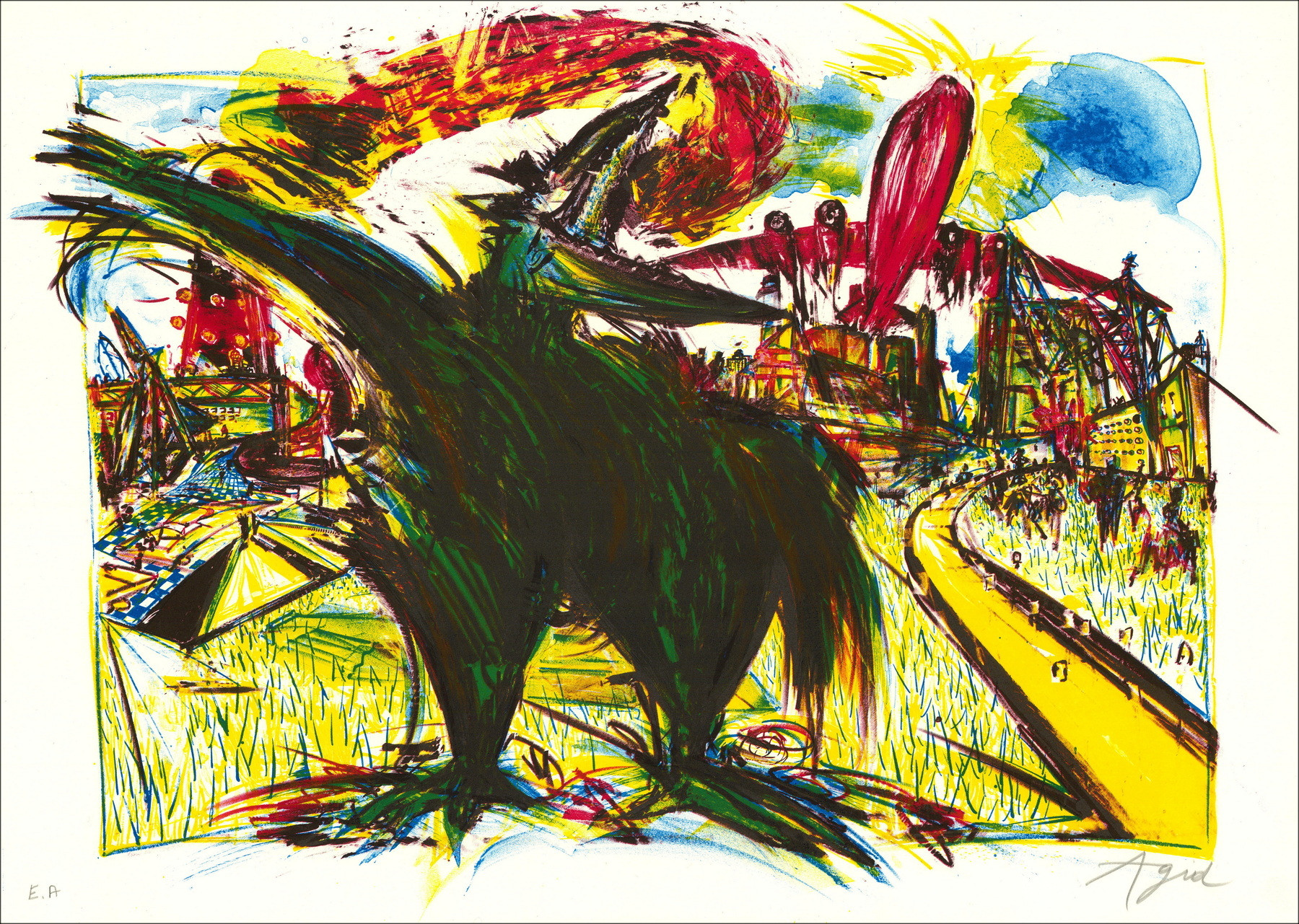 Olivier Agid, Composition, original signed lithograph