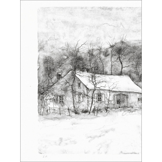 GANTNER Bernard - Original-Lithografie "Verschneite Häuser"