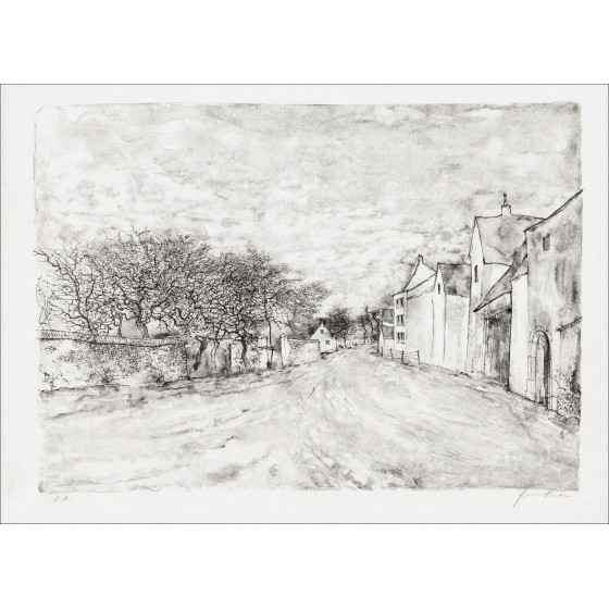 GANTNER Bernard - Original Lithographie "Dorf in Lothringen"