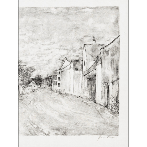GANTNER Bernard - Litografía original "Pueblo de Lorena"