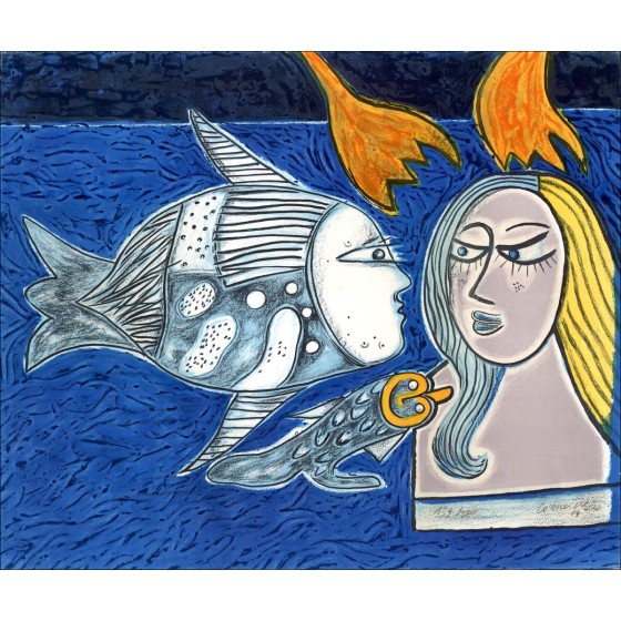 Guillaume CORNEILLE - Litografia originale "Seduzione acquatica" circa 2004