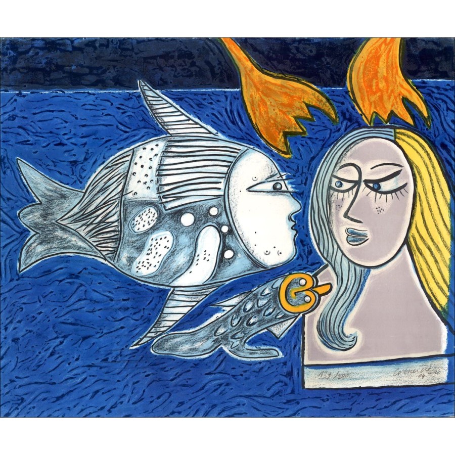 Guillaume Corneille - Litografía original "Seducción acuática" alrededor de 2004