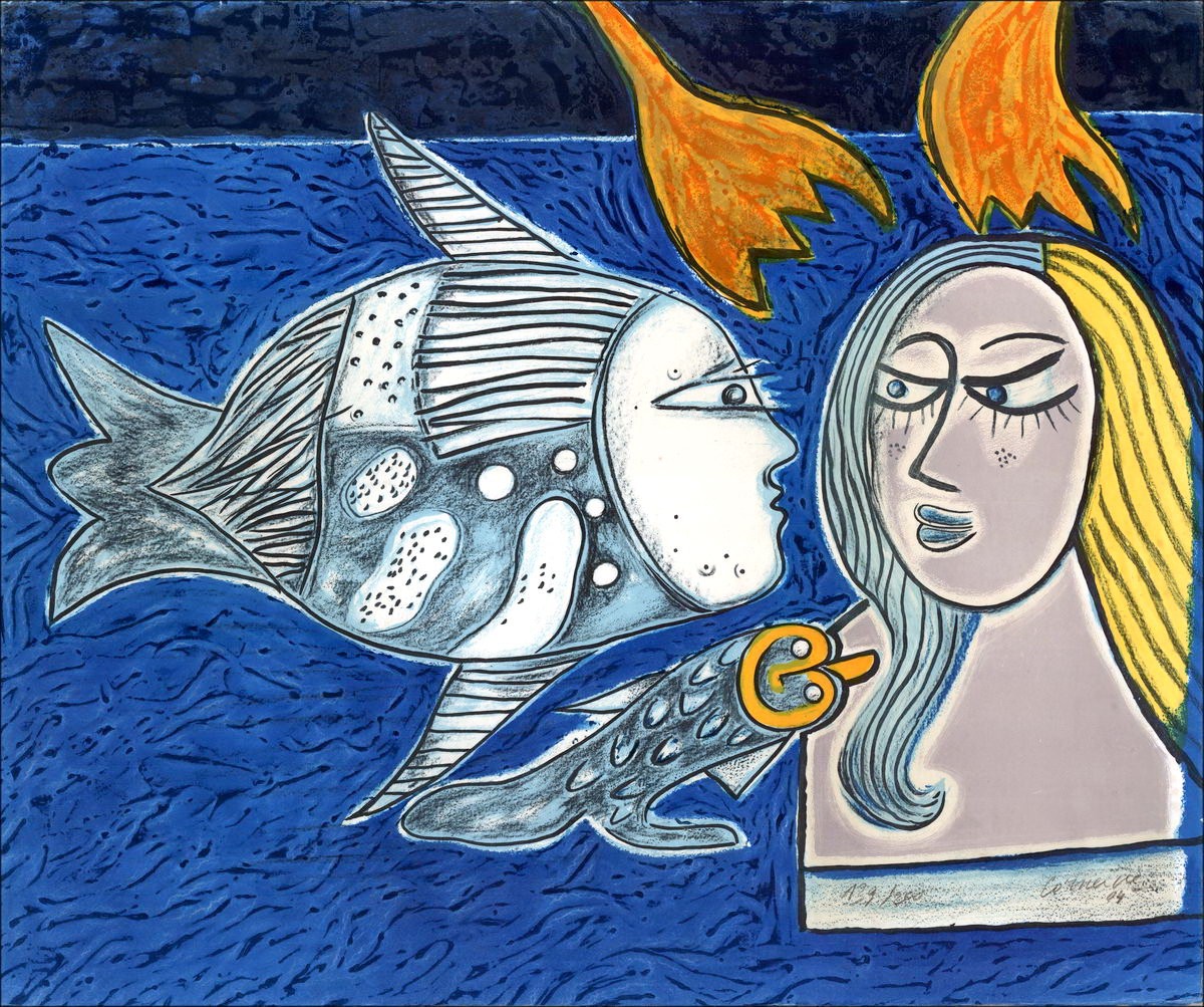 Guillaume CORNEILLE - Litografia originale "Seduzione acquatica" circa 2004