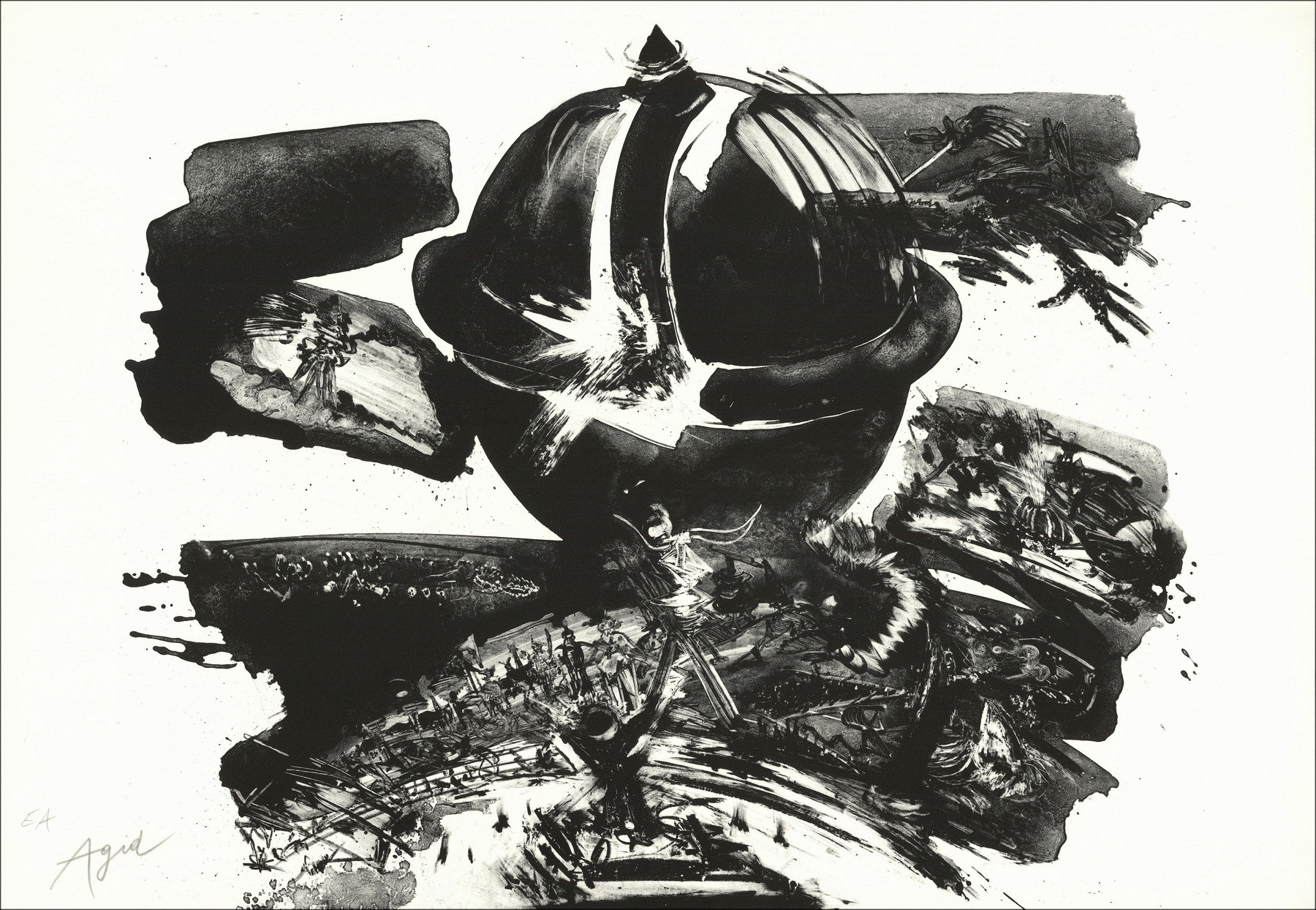 AGID Olivier - Originele lithografie "Compositie" 63x90cm