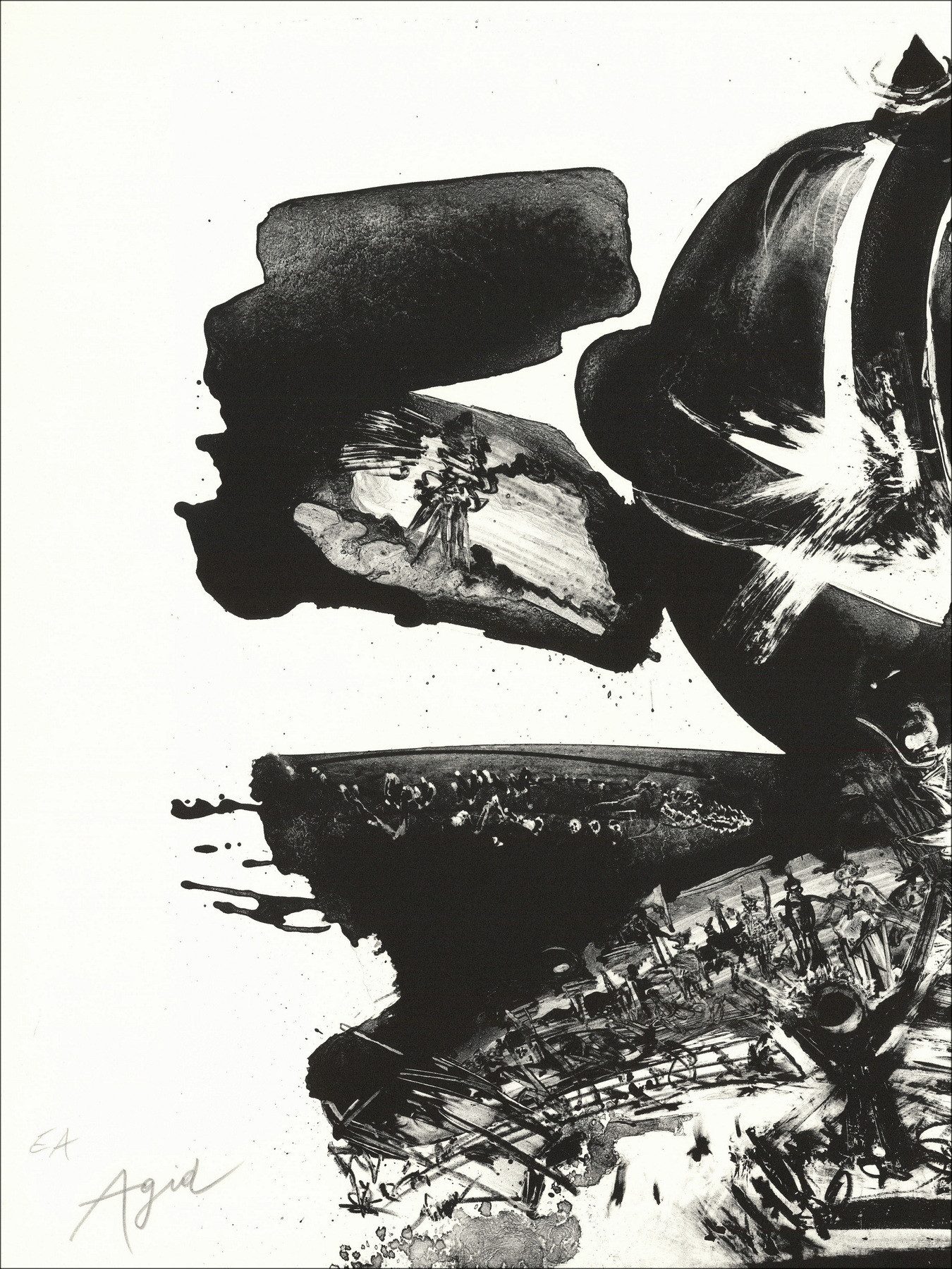 AGID Olivier - Original-Lithographie "Komposition" 63x90cm