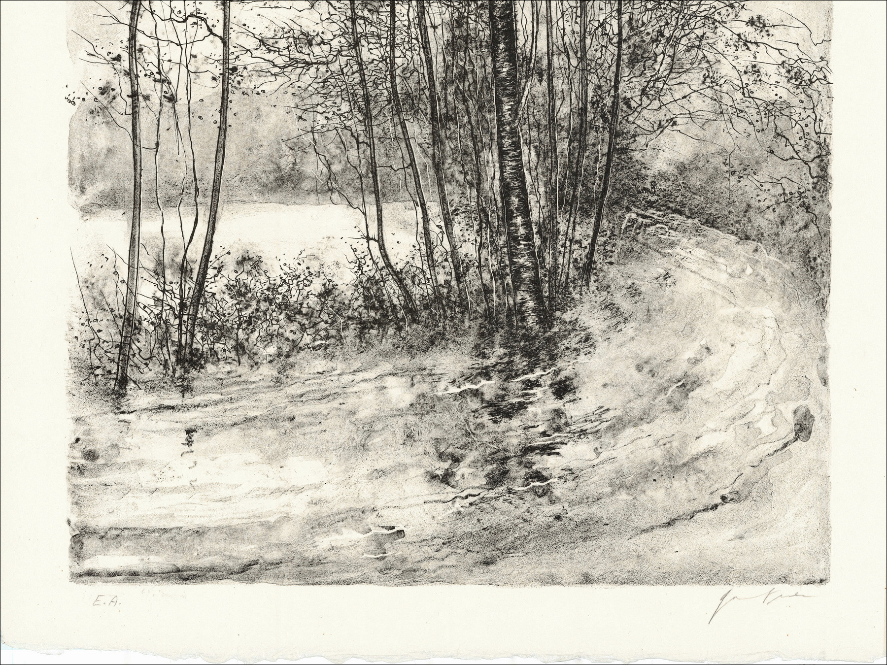 GANTNER Bernard - Original lithograph "The path"