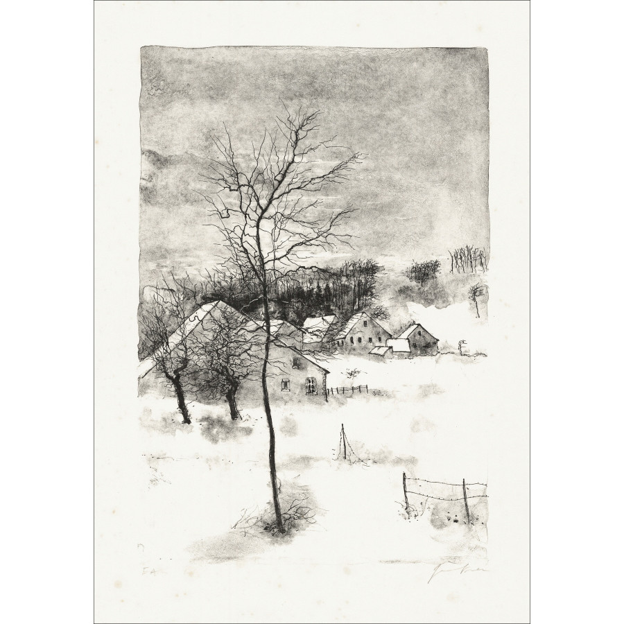 GANTNER Bernard - Originele lithografie "Het dorp"