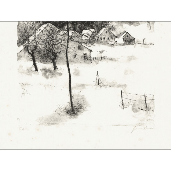 GANTNER Bernard - Originele lithografie "Het dorp"