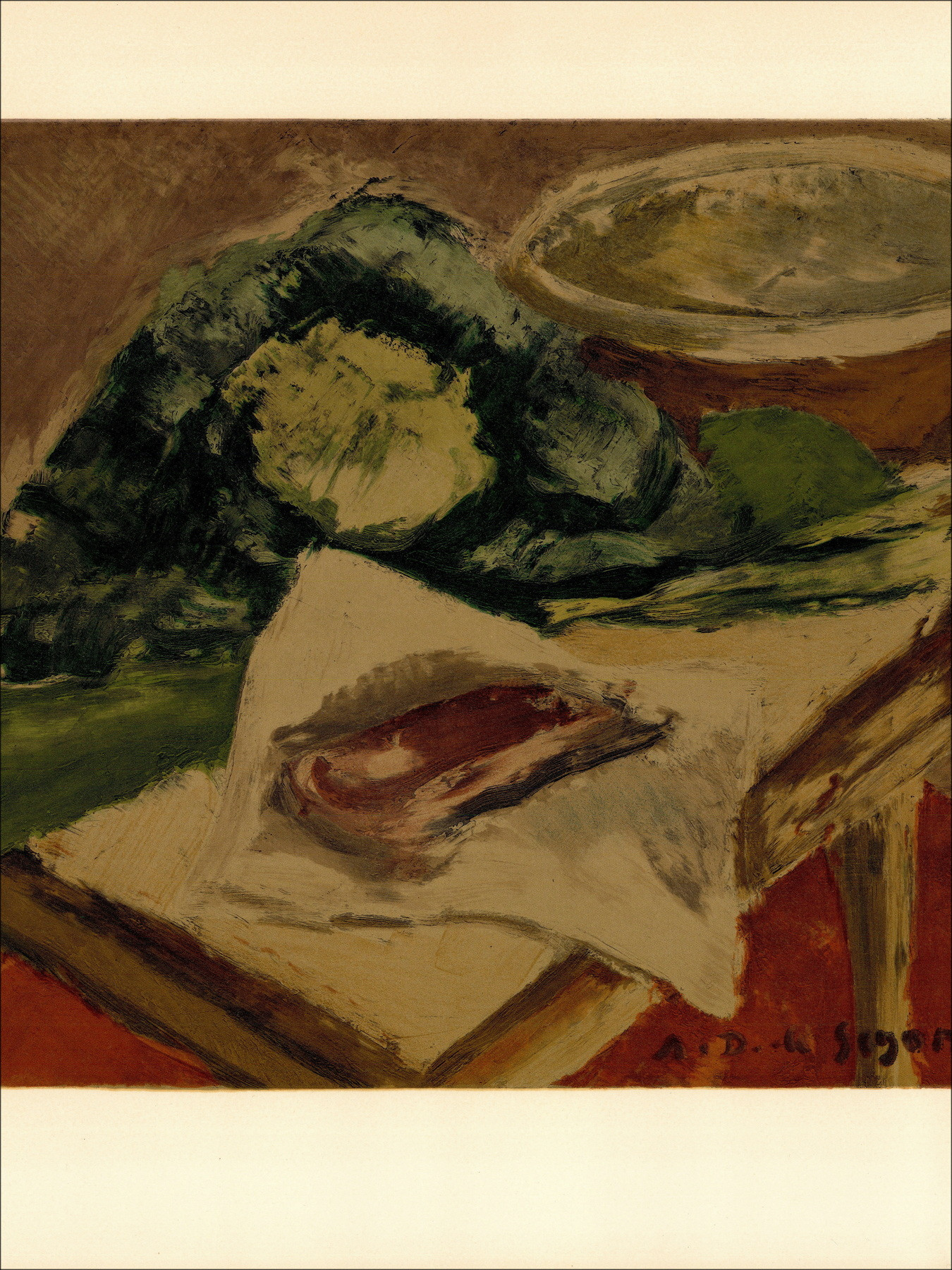 André Dunoyer de Segonzac Nature morte au chou, lithographie