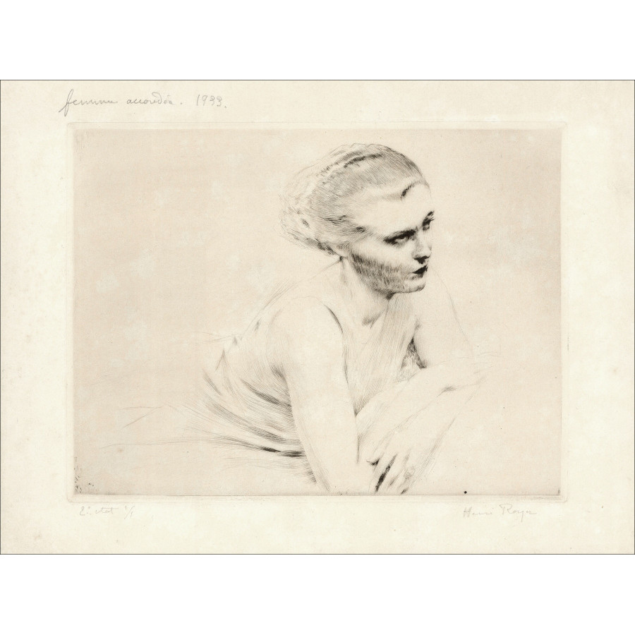Henri-Paul Royer Femme accoudée, gravure originale unique