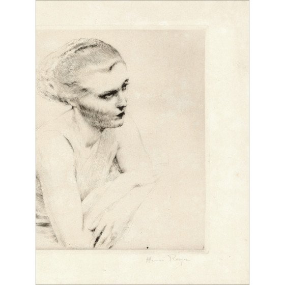 Henri-Paul Royer Femme accoudée, gravure originale unique