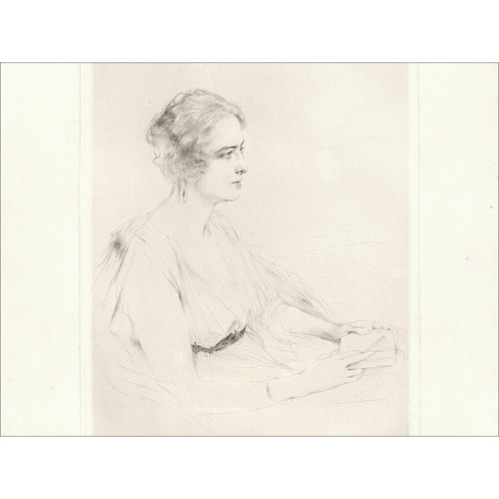 Henri-Paul Royer Vrouw aan het lezen, originele gesigneerde gravure