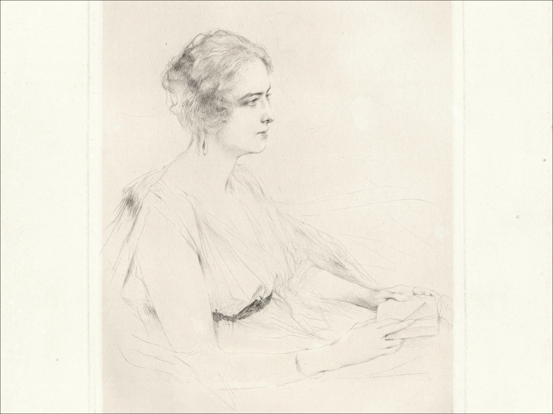 Henri-Paul Royer Mujer leyendo, grabado original firmado